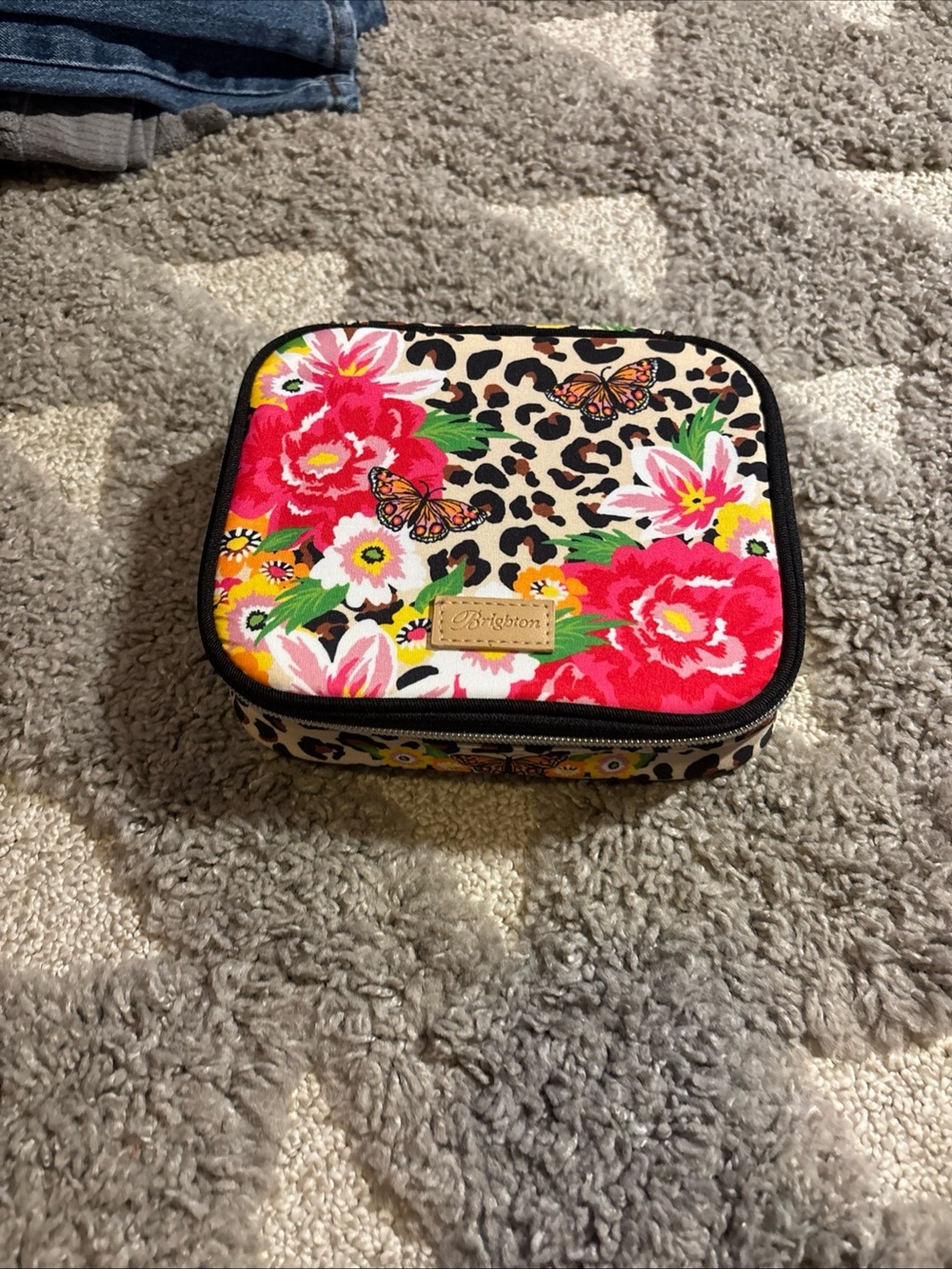 Brighton Floral & Leopard Print Travel Jewelry Case - Pink, Red, Yellow